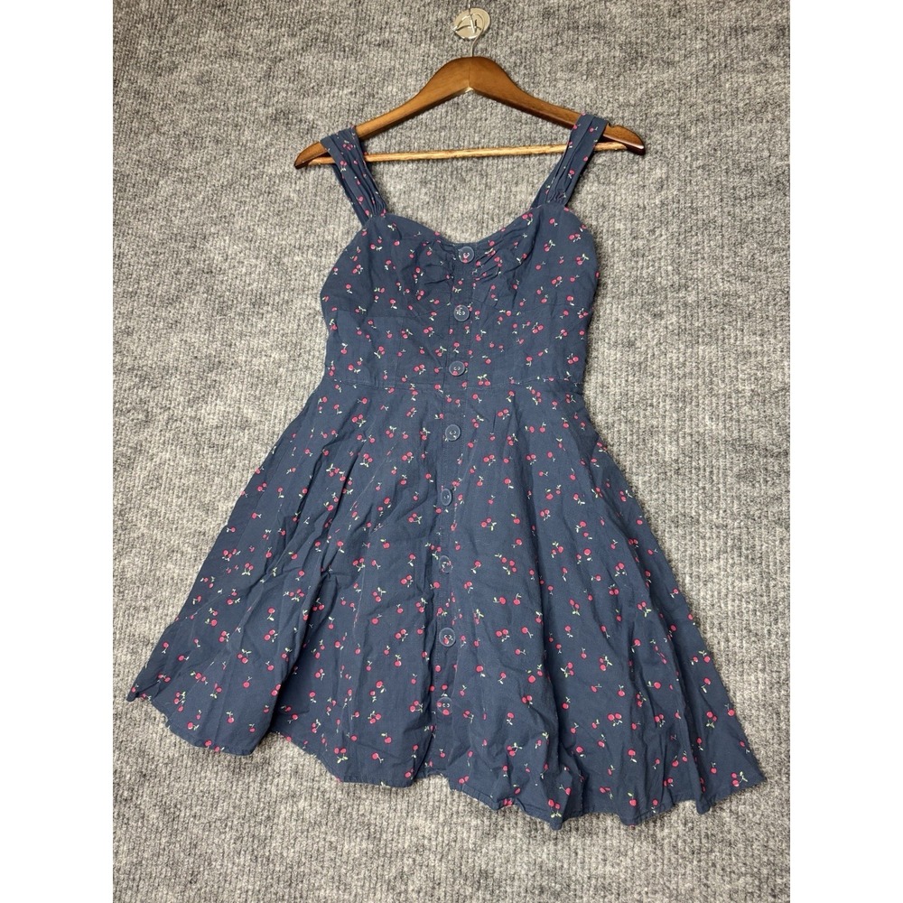 Y2K Style Cherry Print Button  Fit&Flare Sundress Cottagecore Coquette Size Smal